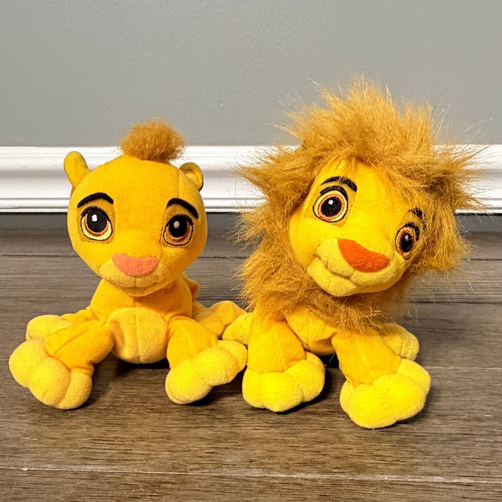 Disney Lion King Simba Plush Set Hasbro  Cub and Adult with Mane 2003